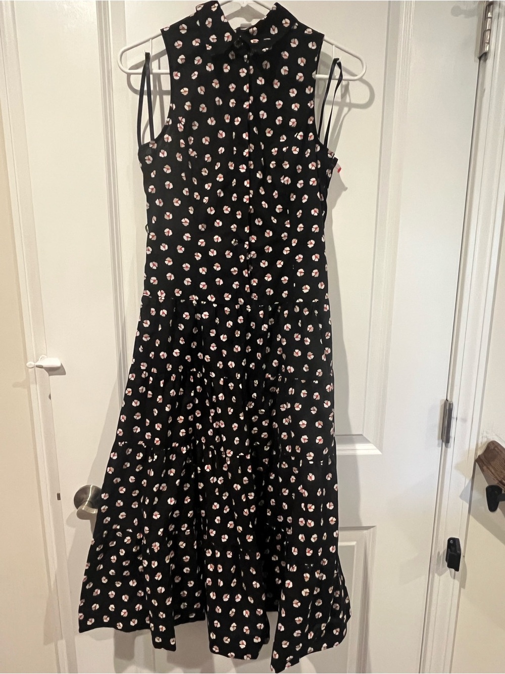 Tommy Hilfiger Sleeveless Navy Midi Dress with Red & White Daisies Print Sz 2